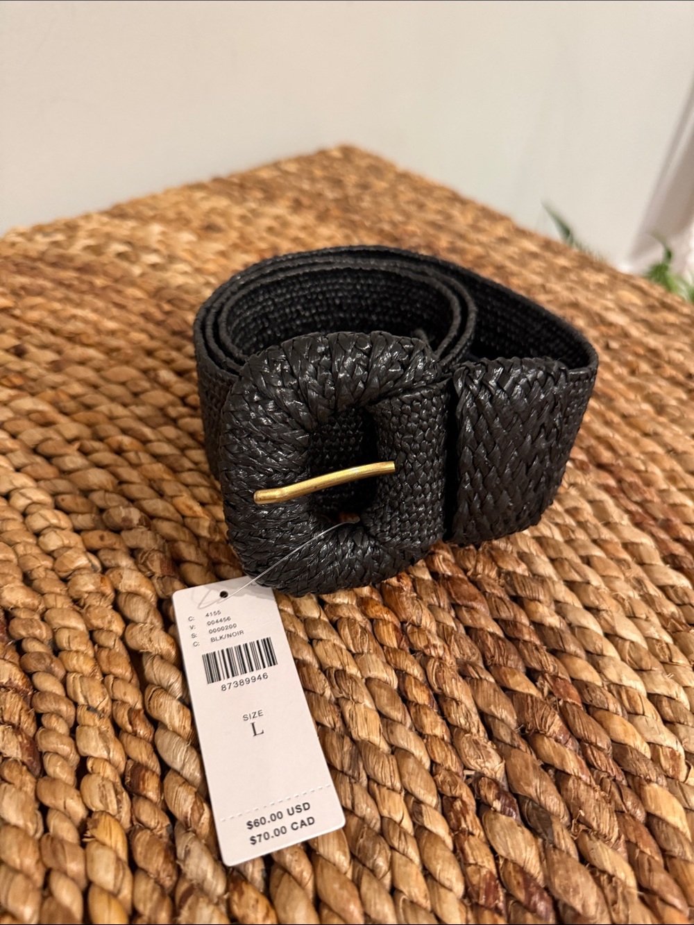 Anthropologie Black Woven Buckle Belt - Women Accessories